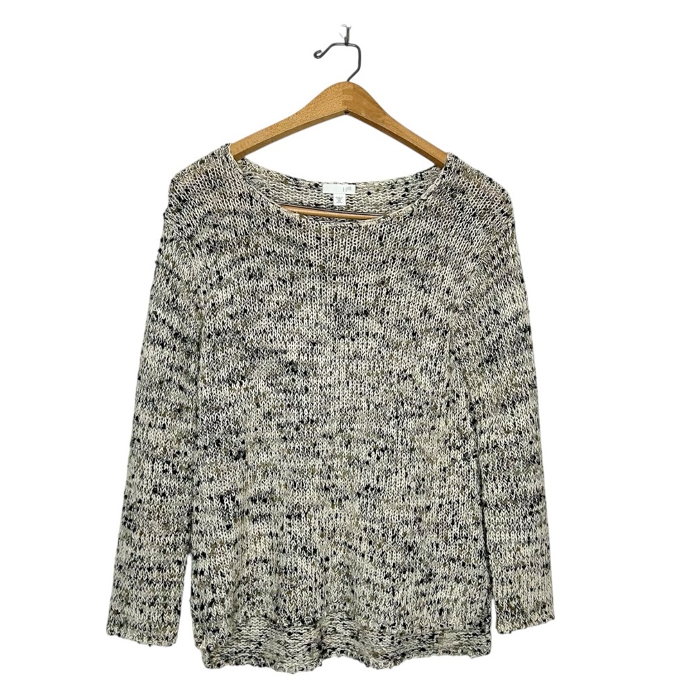 J.Jill Womens Neutral Textured Knit Sweater Cozy Cotton Blend Oversized‎ Sweater